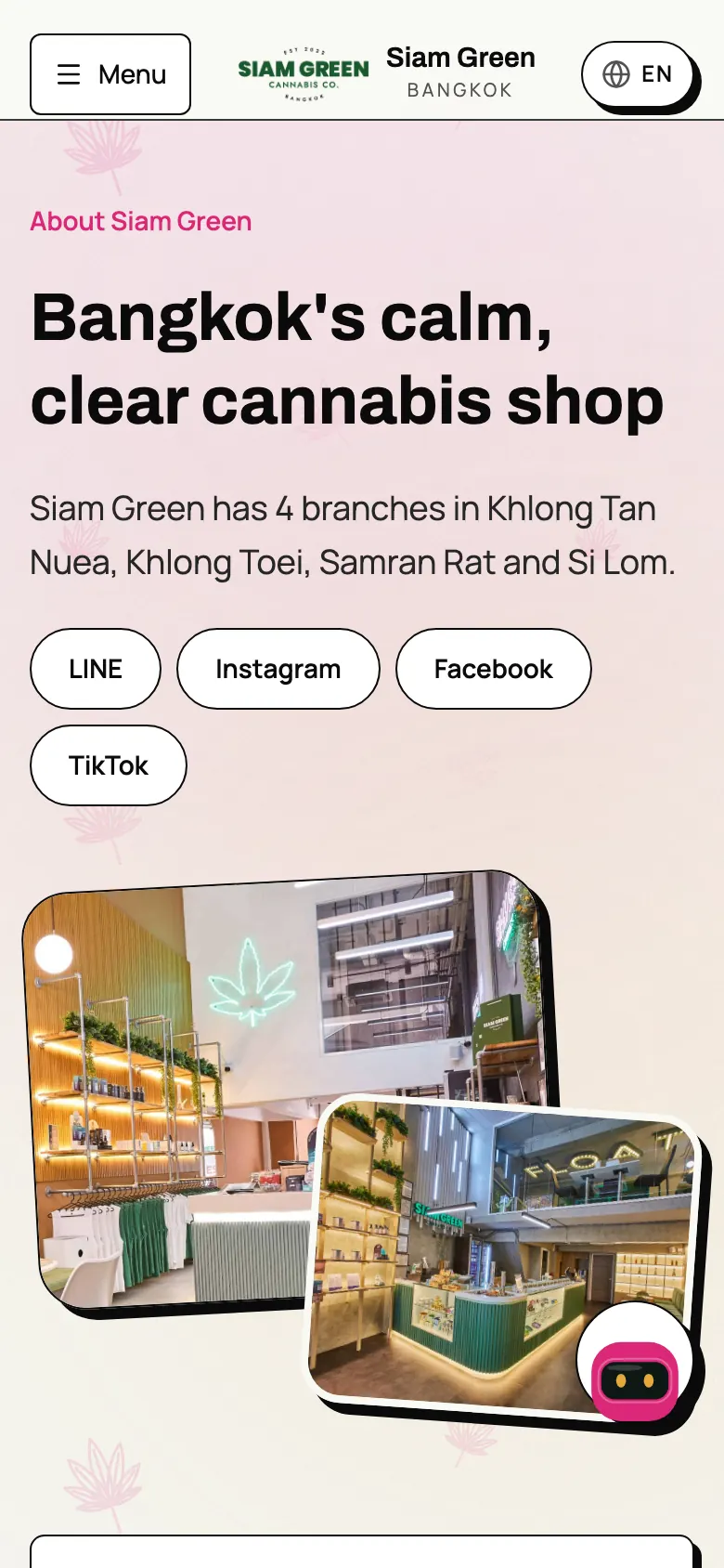Your brand on Siam Green, about's site, on a phone